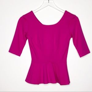 Amanda Uprichard | Magenta Structured Peplum Top S